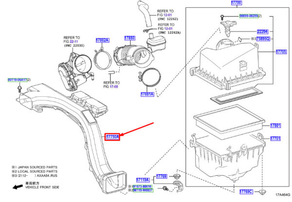 1775025040 Toyota RAV 4V XA50 Engine Air Filter Inlet Channel 1775025040