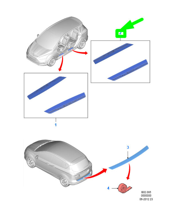 NEW FORD B-MAX B232 REAR DOOR SCUFF TRIM SET 1791123 AMAV1J-132A18-BA ORIGINAL - Image 3