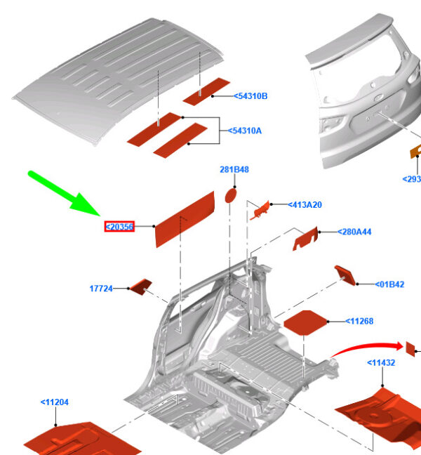 NEW FORD ECOSPORT MK2 BK REAR DOOR OUTER PANEL INSULATOR 1797631 ORIGINAL - Image 3