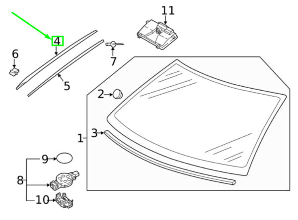 NEW VOLKSWAGEN JETTA A7 MK7 FRONT LEFT WINDSHIELD MOLDING 17A8543275AP - Image 4