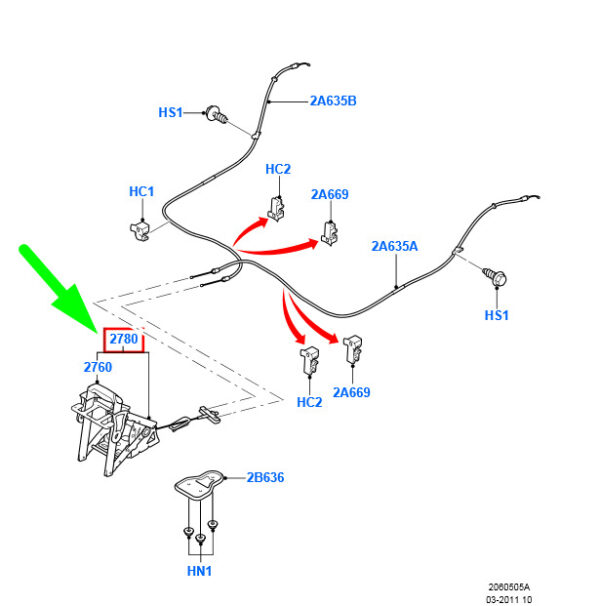 NEW FORD GALAXY MK2 PARKING BRAKE LEVER ASSY LHD 6G91-2780-AV 1815005 ORIGINAL - Image 3
