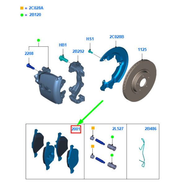NEW FORD FOCUS C346 MK3 FRONT WHEEL BRAKE PAD SET 1816524 BV61-2001-B3A ORIGINAL - Image 3