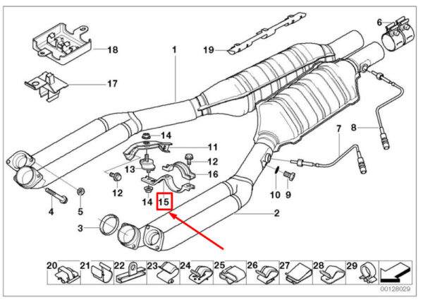 BMW 7 E38 Left Exhaust Pipe Bracket 18211715871 1715871 NEW ORIGINAL - Image 5