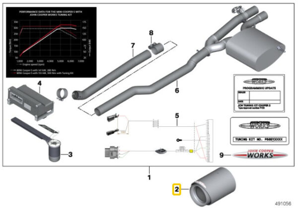 New Genuine MINI COOPER F55 S F56 S F57 S Exhaust Jcw Tail Pipe Chrome 2355304 - Image 4