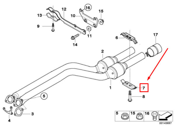 BMW 3 E90 exhaust center tube mounting clamp 18307550851 NEW ORIGINAL - Image 4