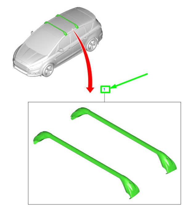 NEW FORD S-MAX MK2 ROOF RAILS RACK KIT AMEM2J-R46002-AA 1853232 ORIGINAL - Image 3