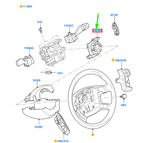 NEW GENUINE OEM 1862423 NEW FORD MONDEO MK3 STEERING WHEEL COVER AND CONTACT PLATE ASSY 1862423 ORIGINAL