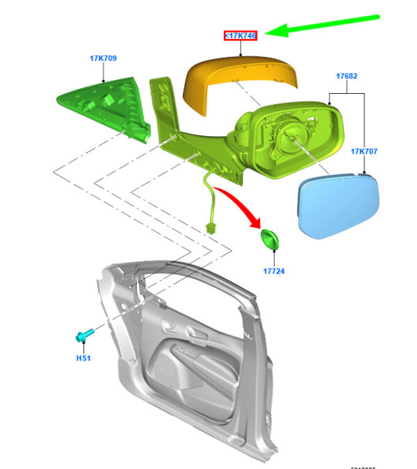 NEW FORD TOURNEO COURIER FRONT RIGHT DOOR MIRROR HOUSING COVER 1863105 ORIGINAL - Image 3