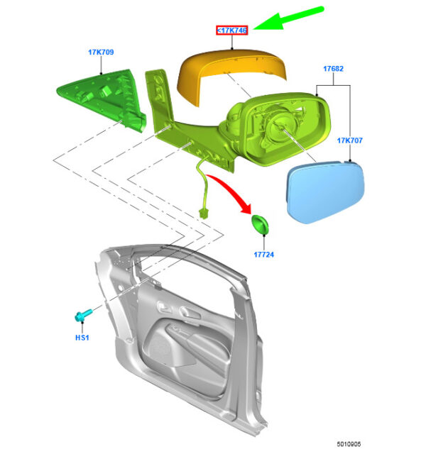 NEW FORD TOURNEO COURIER FRONT LEFT DOOR MIRROR COVER 1863130 ORIGINAL - Image 3