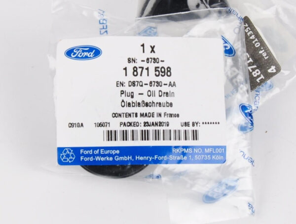 NEW FORD KUGA C520 MK2 OIL DRAIN PLUG DS7Q-6730-AA 1871598 ORIGINAL - Image 3