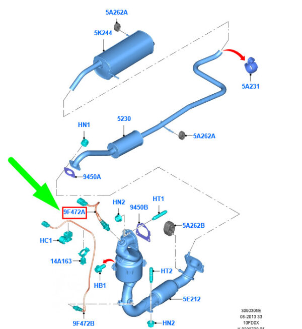 NEW FORD FIESTA WT MK6 PRE-CAT LAMBDA O2 OXYGEN SENSOR 1872222 ORIGINAL - Image 3