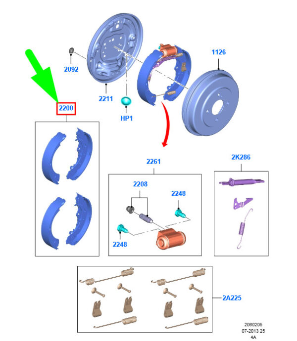 NEW FORD TOURNEO COURIER REAR BRAKE SHOE SET EY16-2200-AB 1887540 ORIGINAL - Image 3