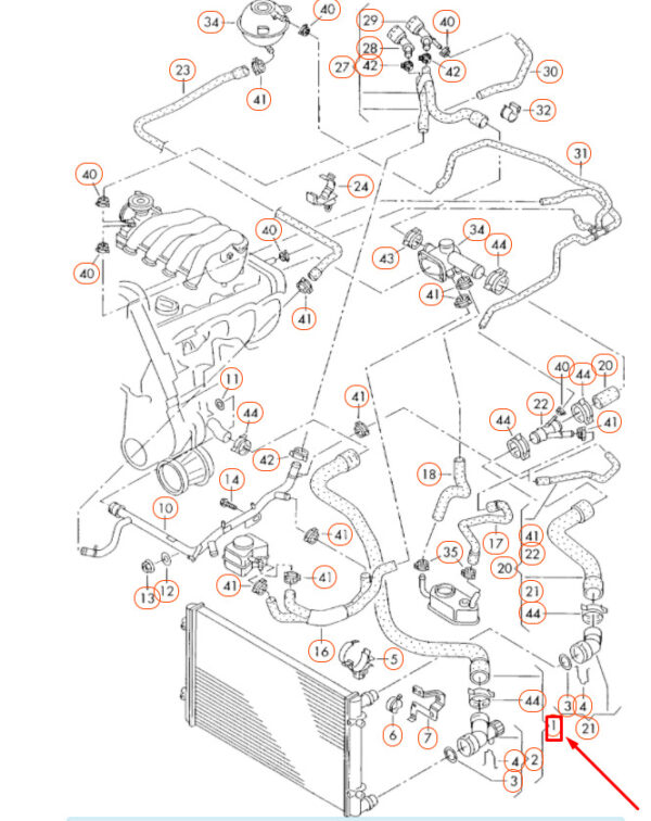 NEW VOLKSWAGEN BEETLE 9C RADIATOR LOWER COOLANT HOSE 1C0122051G ORIGINAL - Image 4