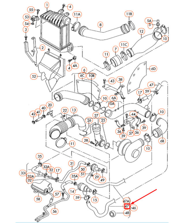 NEW VW BEETLE 9C CHARGE AIR COOLER PRESSURE CONTROL LINE 1C0145712E - Image 5