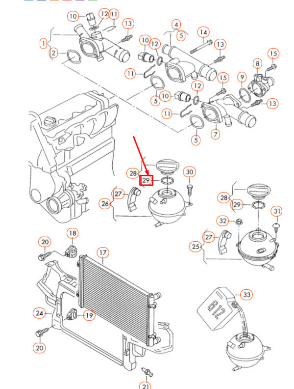 NEW AUDI A3 8P EXPANSION TANK CAPS SEALING RING O 1H0121687A ORIGINAL - Image 3