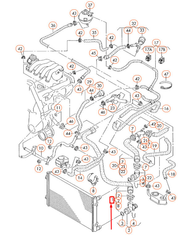 NEW AUDI A3 8L LOWER RADIATOR COOLANT HOSE 1J0122051H - Image 5