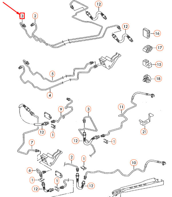 NEW VOLKSWAGEN BEETLE 9C REAR RIGHT BRAKE LINE 1J0614742AA - Image 4
