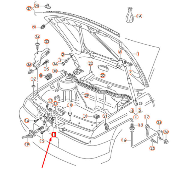 NEW VOLKSWAGEN GOLF MK4 ENGINE HOOD BONNET LOCK LOWER PART 1J0823509E ORIGINAL - Image 4