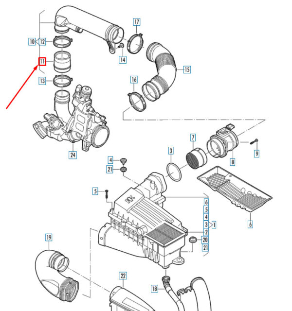 NEW AUDI A1 MK1 ENGINE AIR INTAKE HOSE FRONT 1K0129627C