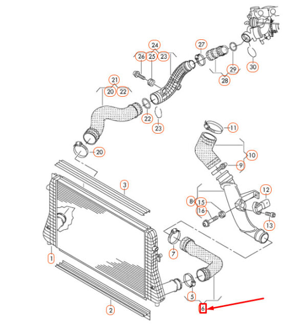 NEW VOLKSWAGEN BEETLE A5 CHARGE AIR COOLER PRESSURE HOSE 1K0145834AJ ORIGINAL - Image 4