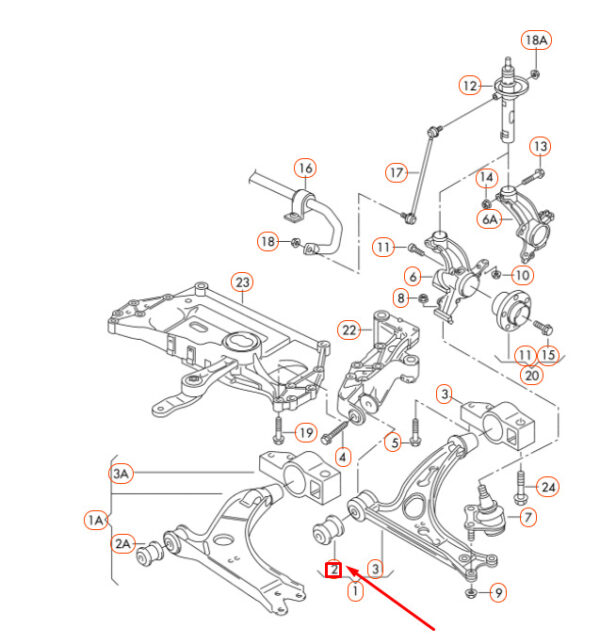 NEW AUDI A3 8P FRONT CONTROL ARM BONDED RUBBER BUSH 1K0407182 ORIGINAL - Image 4
