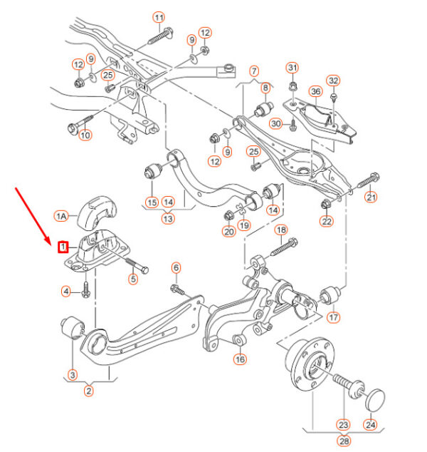 Audi A3 8V rear suspension left mount 1K0505129L NEW REAL - Image 4