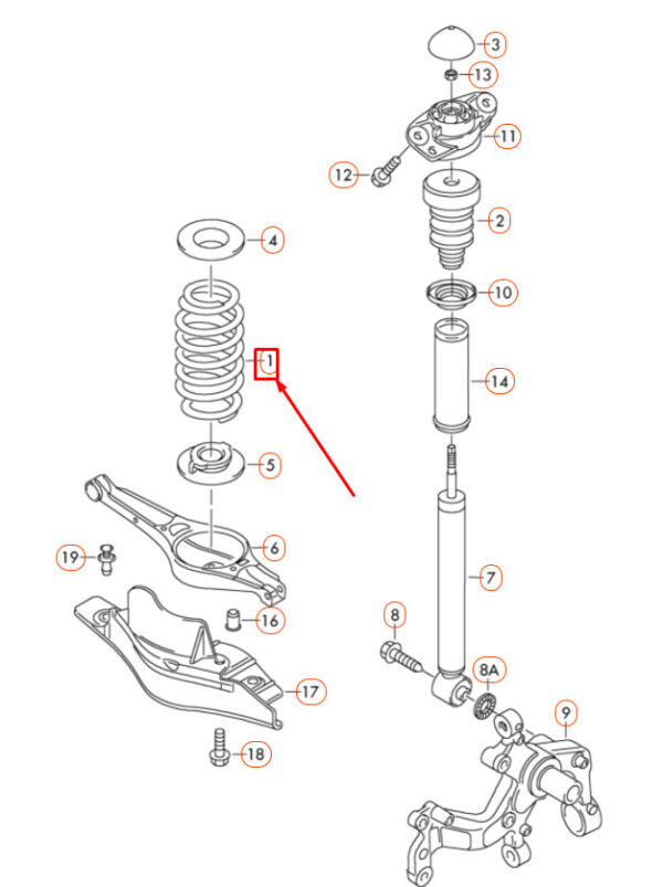 NEW VOLKSWAGEN GOLF 5K MK6 REAR AXLE COIL SPRING 1K0511115JQ ORIGINAL - Image 4