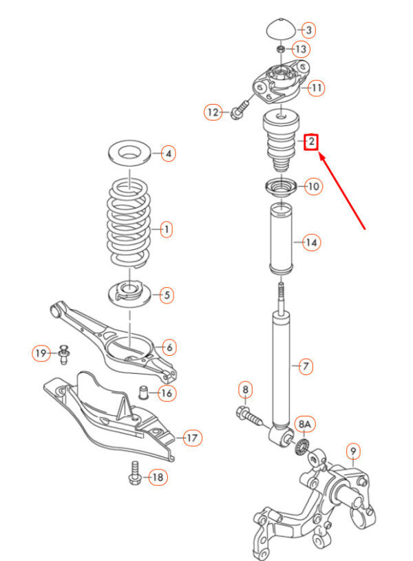 VW Golf 5K MK6 shock absorber rear suspension stop buffer 1K0511353P new - Image 4