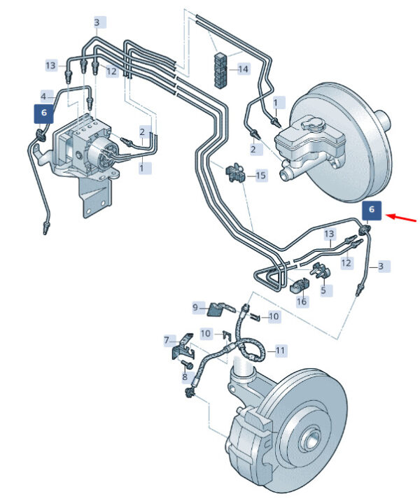 ŠKODA SUPERB MK36 brake line grommet front 1K0611751 NEW ORIGINAL - Image 3