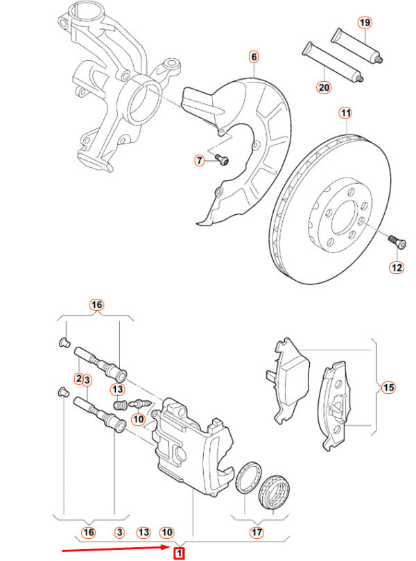 NEW AUDI A1 8X FRONT RIGHT BRAKE CALIPER HOUSING 1K0615124D - Image 4