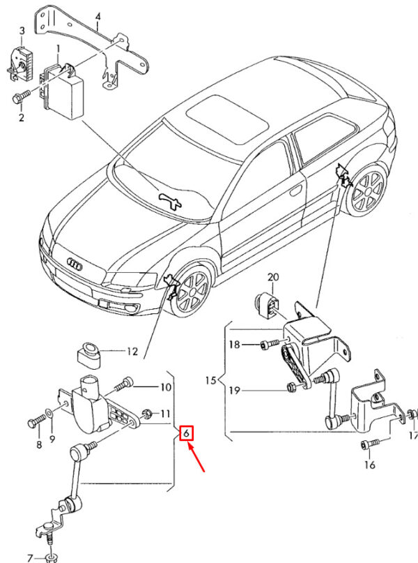 NEW VOLKSWAGEN GOLF MK6 FRONT LEVEL SENSOR WITH POLE 1K0941274B 06-09 ORIGINAL - Image 3