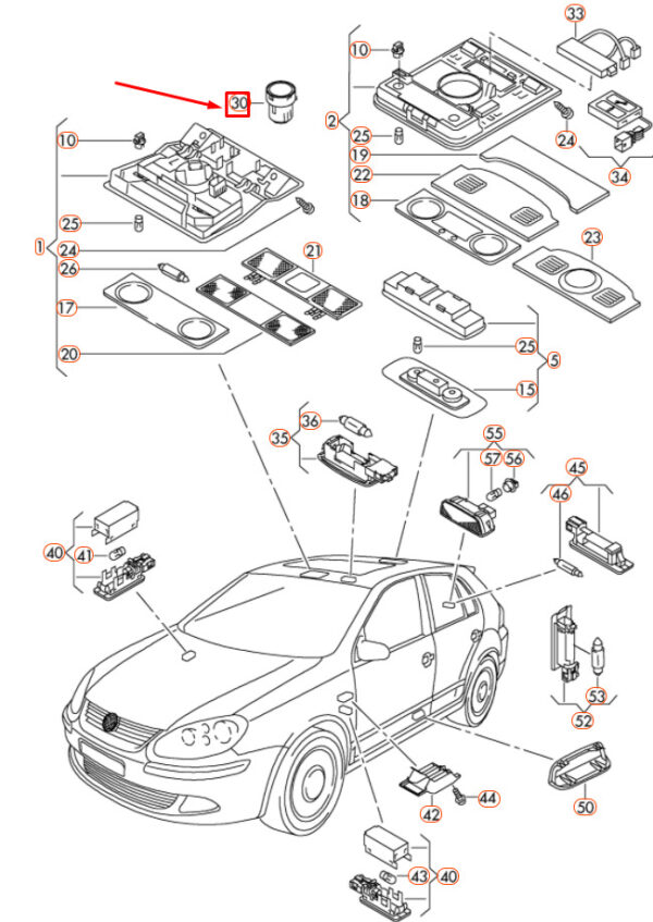 NEW VOLKSWAGEN GOLF 5K MK6 FRONT INTERIOR SUNROOF SWITCH 1K0959613C2EN ORIGINAL - Image 4