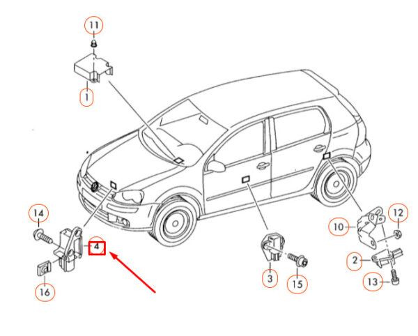 NEW VOLKSWAGEN GOLF MK5 FRONT ENGINE BAY ACCELERATOR SENSOR 1K0959651A ORIGINAL - Image 4