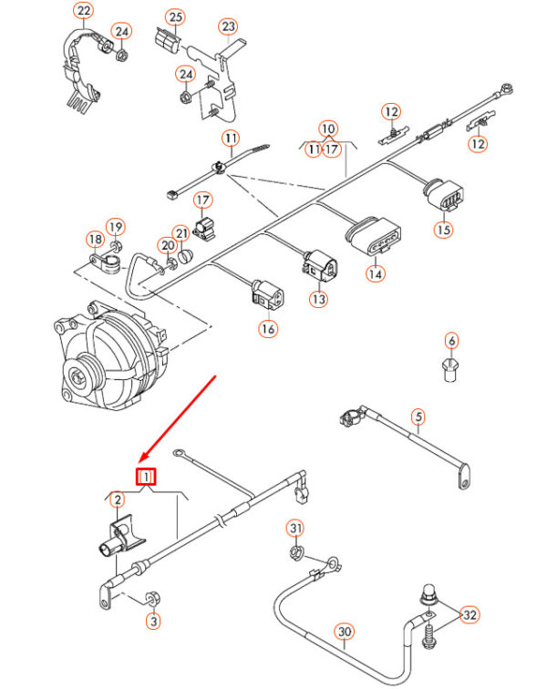 New Genuine VOLKSWAGEN AUDI Positive Terminal Battery Cable 1K0971228L OEM - Image 4