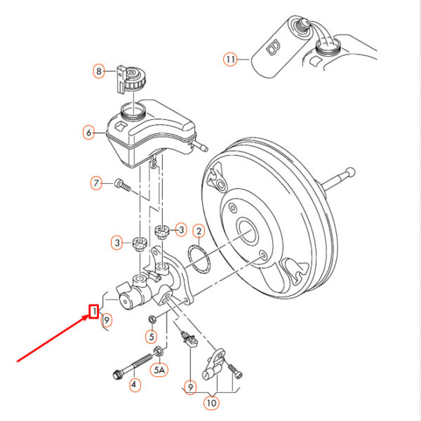 NEW AUDI A3 8P BRAKE MASTER CYLINDER LHD 1K1614019F ORIGINAL - Image 4