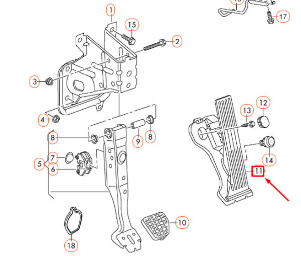 NEW AUDI TT 8J ACCELERATOR PEDAL LHD 1K1721503AS ORIGINAL - Image 4
