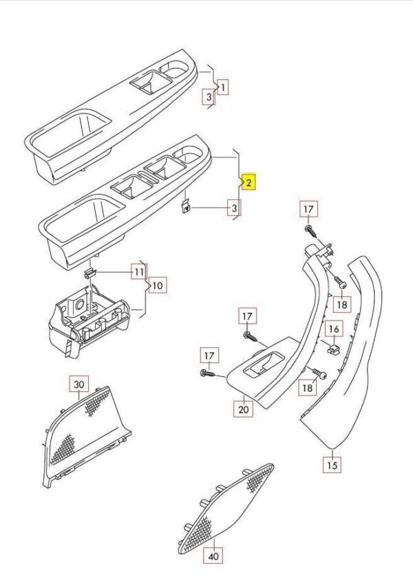 VW GOLF MK5 front door window switch cover des - Image 4