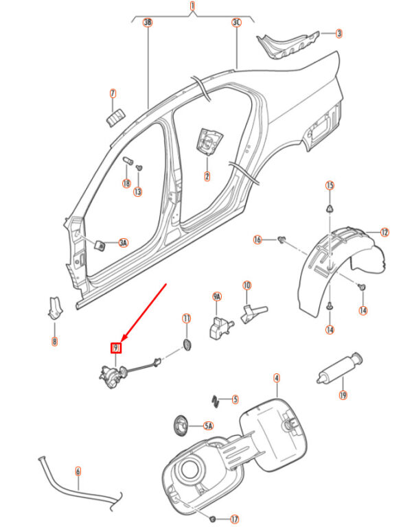NEW VOLKSWAGEN JETTA A5 MK5 REAR FUEL TANK FLAP ACTUATOR 1K5810773A ORIGINAL - Image 4