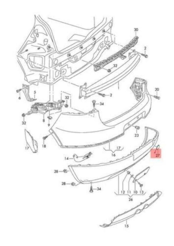 VW Mk5 Golf rear bumper GTI towing eye cover original 1K68 - Image 4