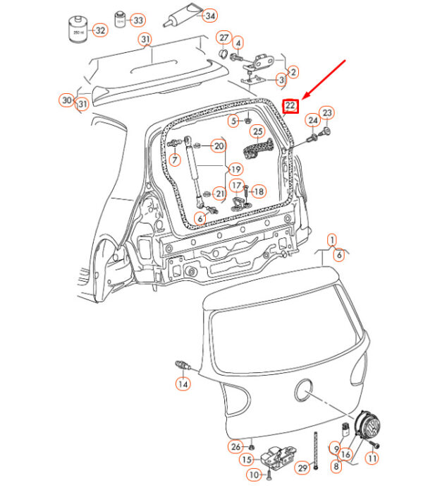 NEW VOLKSWAGEN GOLF MK5 REAR LID HATCH SEAL 1K6827705B9B9 ORIGINAL - Image 4
