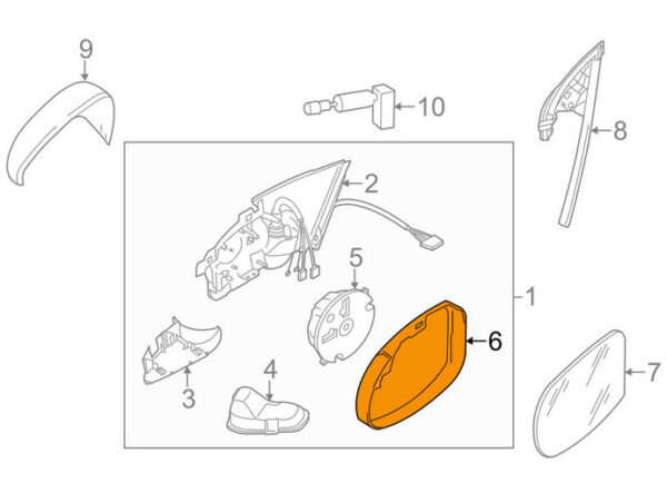 VW SCIROCCO Left Door Wing Mirror Frame 1K8857601A9B9 NEW GENUINE - Image 3
