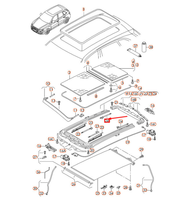 NEW AUDI Q5 8R ROLLER SUNBLIND 1 CABLE 1K9898870A - Image 4