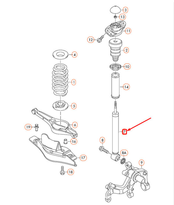 NEW VOLKSWAGEN EOS REAR GAS SHOCK ABSORBER 1Q0513029C ORIGINAL - Image 4