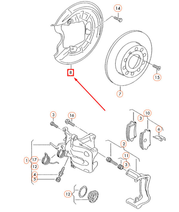 VW BEETLE A5 REAR RIGHT BRAKE DISC COVER 1Q0615612F NEW GENUINE - Image 3