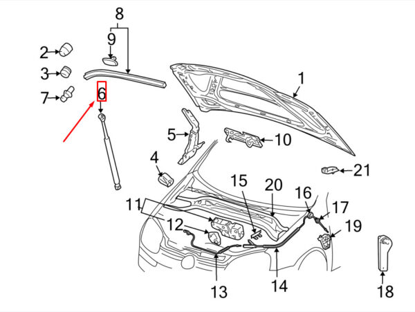 NEW VW EOS 1F FRONT HOOD LIFT SUPPORT 1Q0823359 ORIGINAL - Image 4