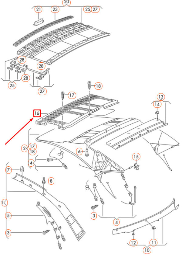 NEW VOLKSWAGEN EOS ROOF BOW ARCH 1Q0871089 ORIGINAL - Image 4