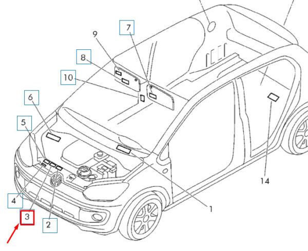 Volkswagen UP A/C Info Sticker Label 1S0010008F NEW Original