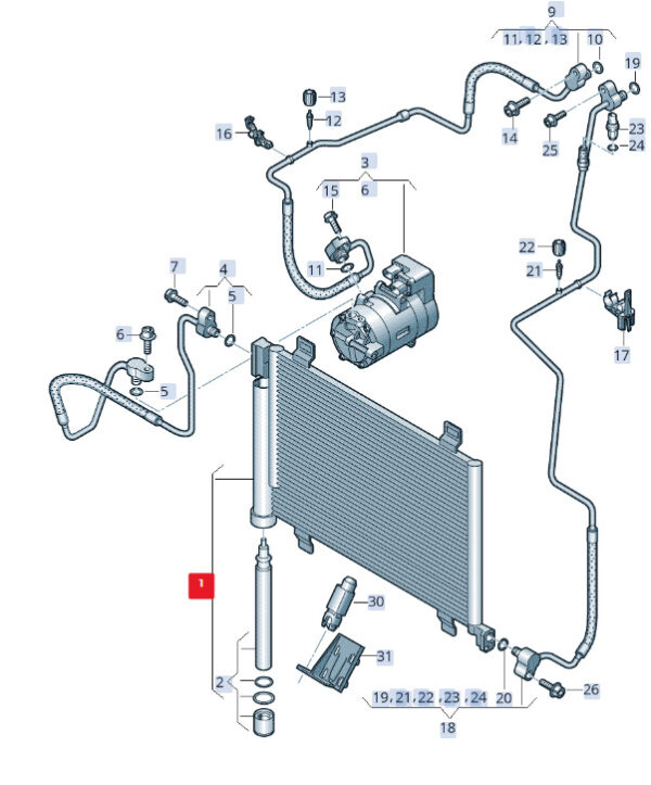 NEW VOLKSWAGEN E-UP A/C RADIATOR 1S0816411 ORIGINAL - Image 3