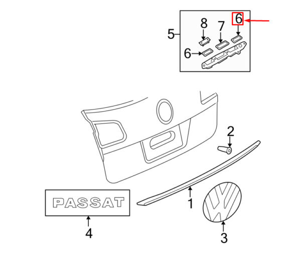 VW JETTA III MK3 REAR NUMBER PLATE LIGHT GASKET 1T0827634A GENUINE - Image 4