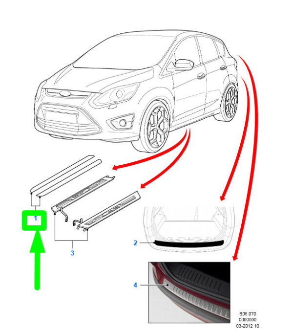 NEW FORD C-MAX MK2 FRONT DOOR SCUFF PLATE SET AMAM5J-R132A18-AB 2008579 ORIGINAL - Image 3